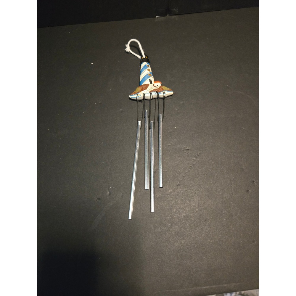 Unbranded Wind Chime Unisex OS Blue Good Lighthouse Nautical Ceramic Metal Decor